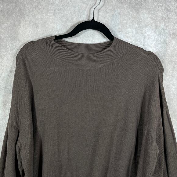 Free People Beach Sweater Womens Medium Brown Knit Mock Neck Oversized Pullover - Picture 2 of 11